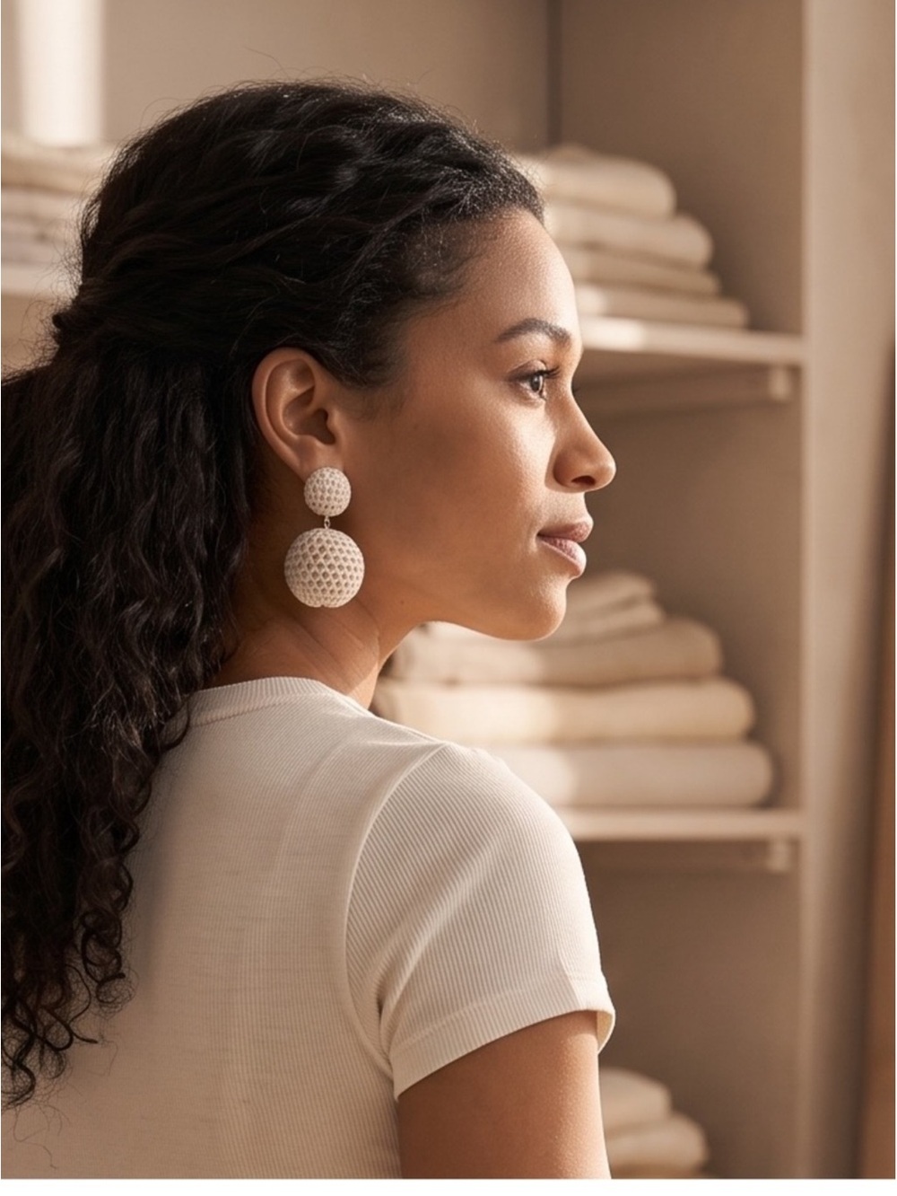 Tuckernuck Cream Netting Lantern Earrings